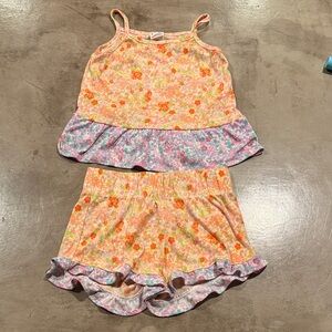 art class Floral Kids Pajama Set - Orange and Purple